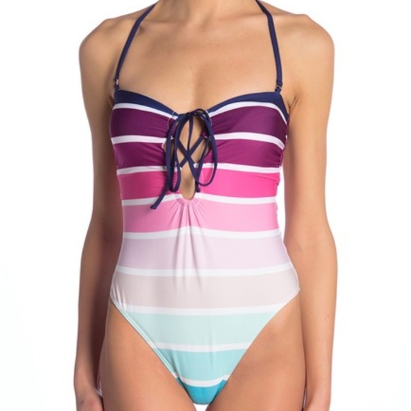 Splendid Other - Splendid Bandeau One Piece Swim Rainbow Stripe